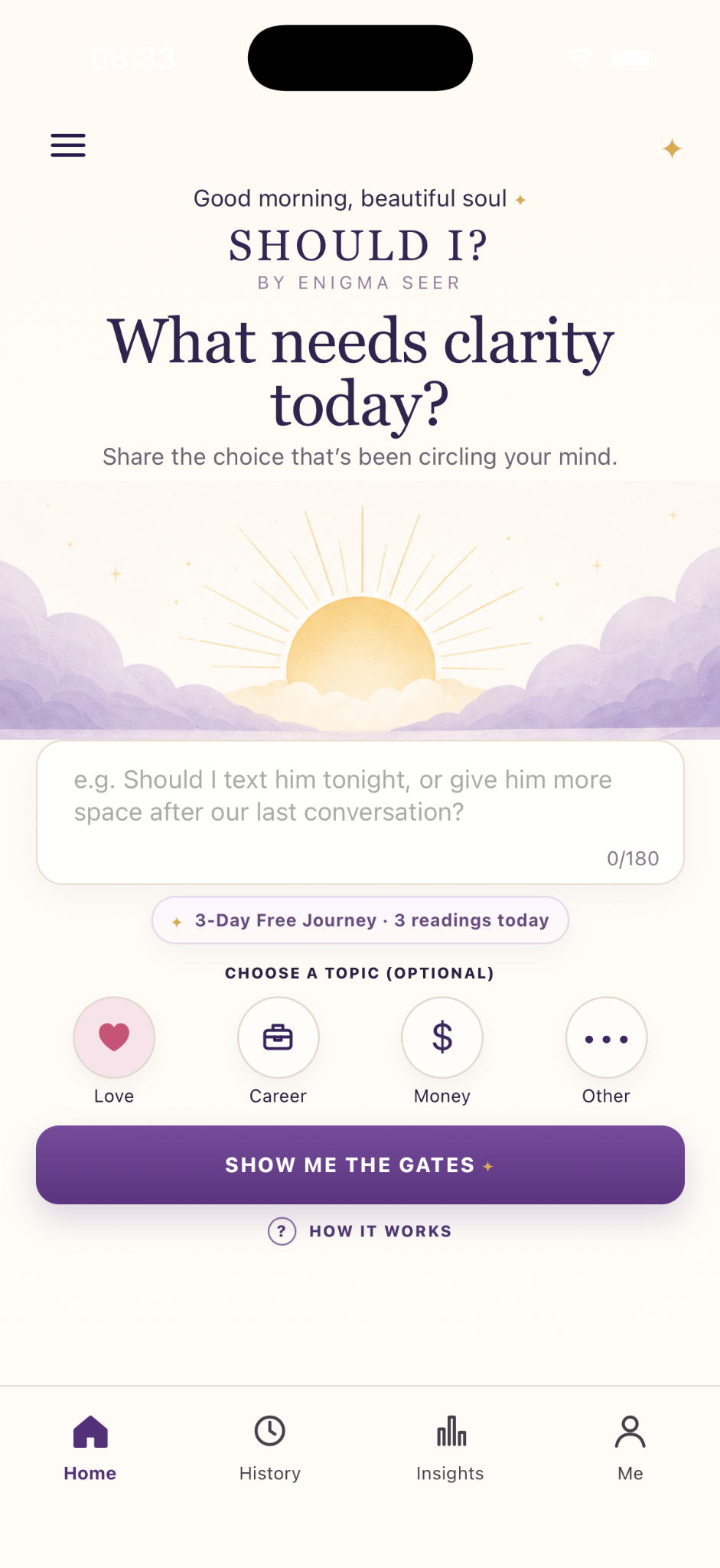 SHOULD I? app original home screen