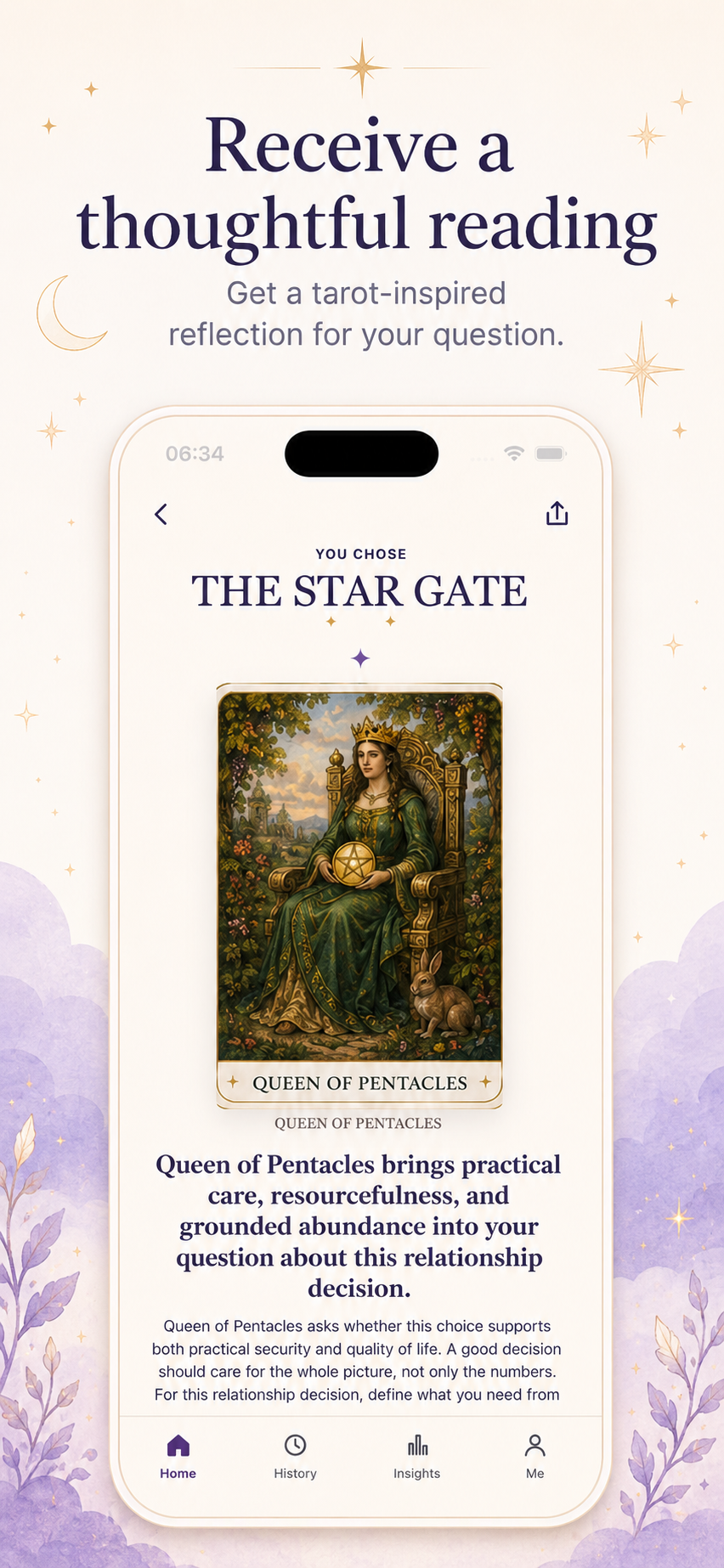 Receive a thoughtful tarot-inspired reading