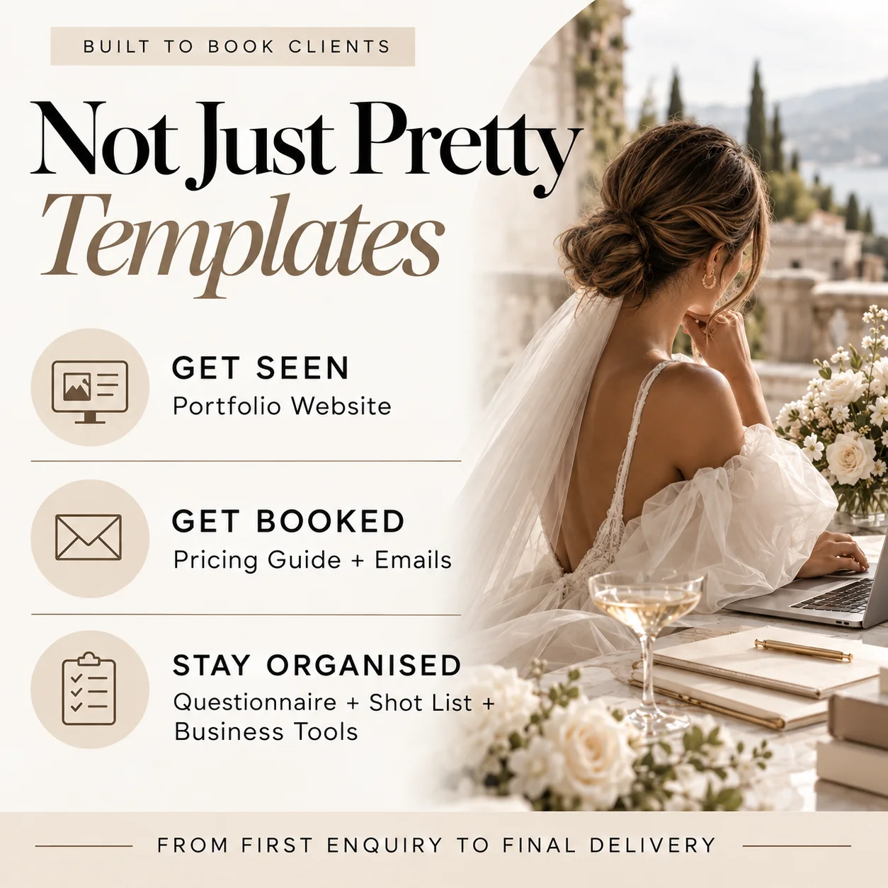 Wedding content creator business workflow covering visibility, booking and organisation